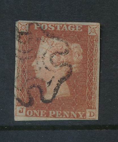 Penny red imperf plate jd - imperf, 34