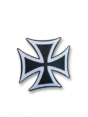 White and black iron cross - black,