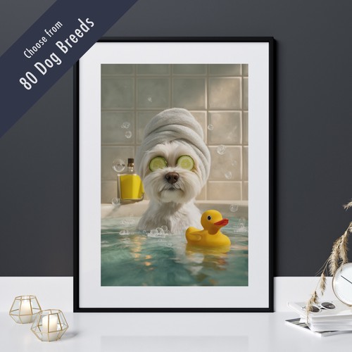 Funny dog bath print - dog,