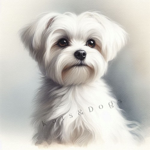 Maltese white watercolour art - maltese,