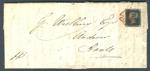 Penny black 1841 cover - gb, on